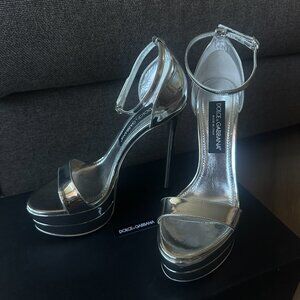 ✨ Dolce & Gabbana Silver Platform Keira Sandals